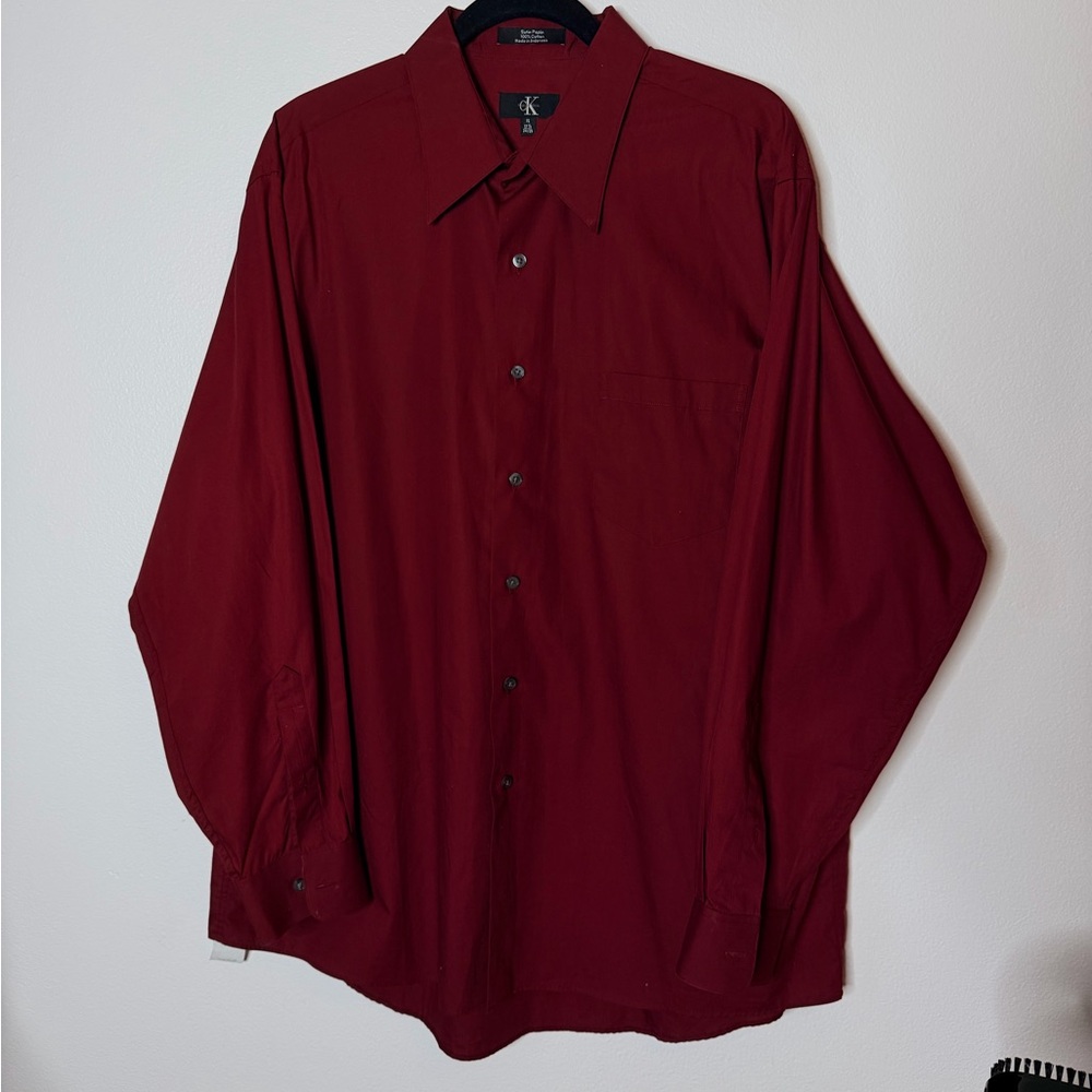 Calvin Klein Men's Deep Red Dress Shirt
